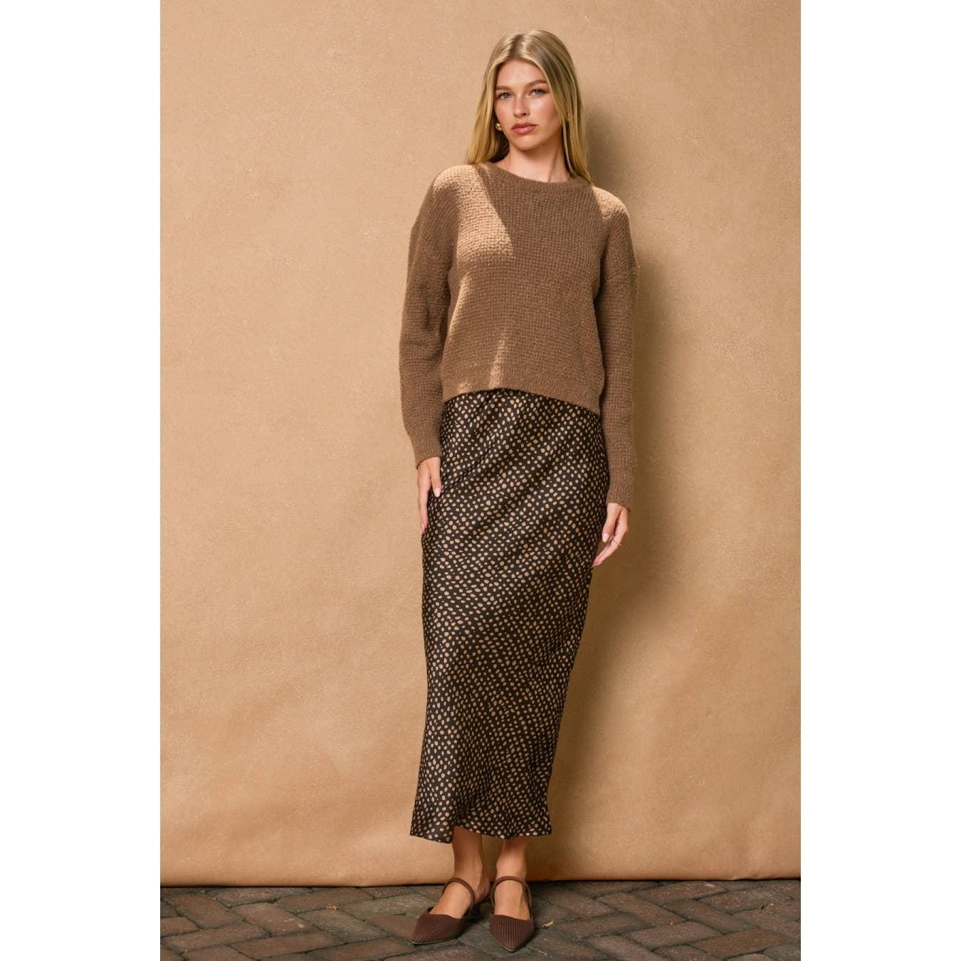 Smoke and Sand Pull On Maxi Skirt