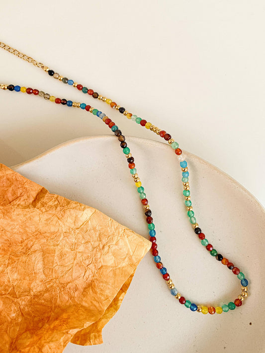 Estelle 18K Gold Non-Tarnish Beaded Multi Color Necklace