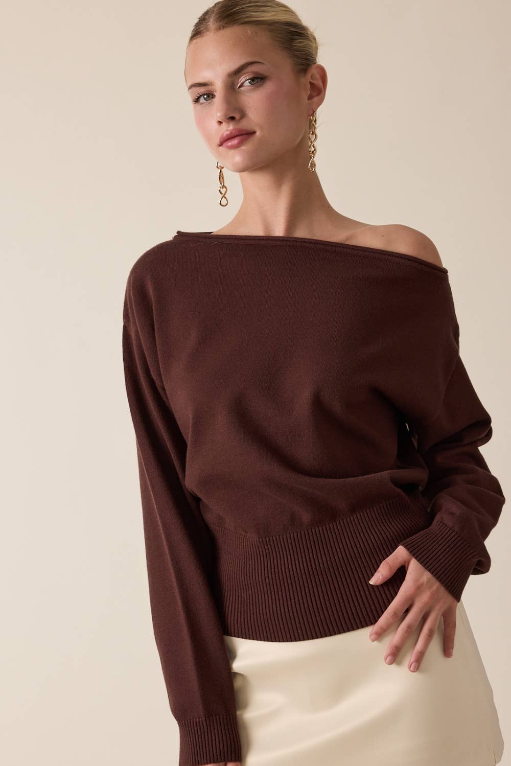 One- Shoulder Knit Sweater Top