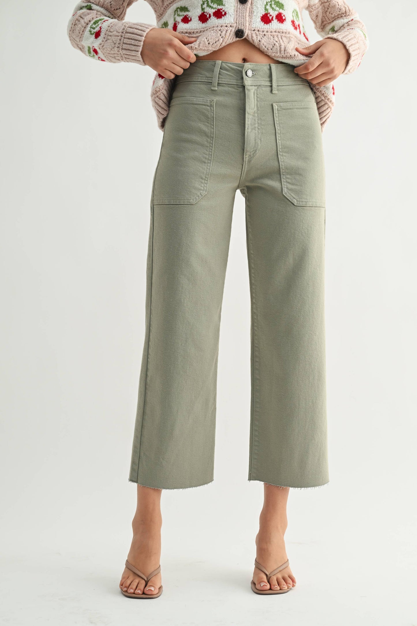 High Rise Utility Wide Leg- Rosemary