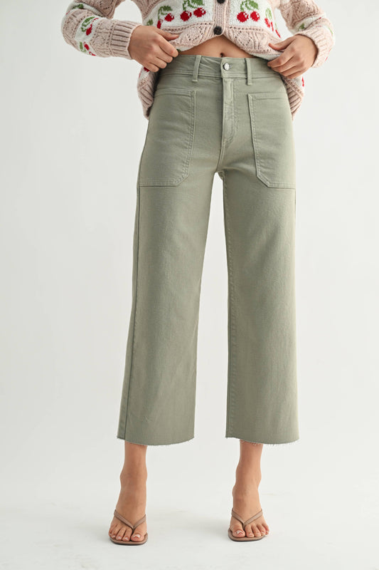 High Rise Utility Wide Leg- Rosemary