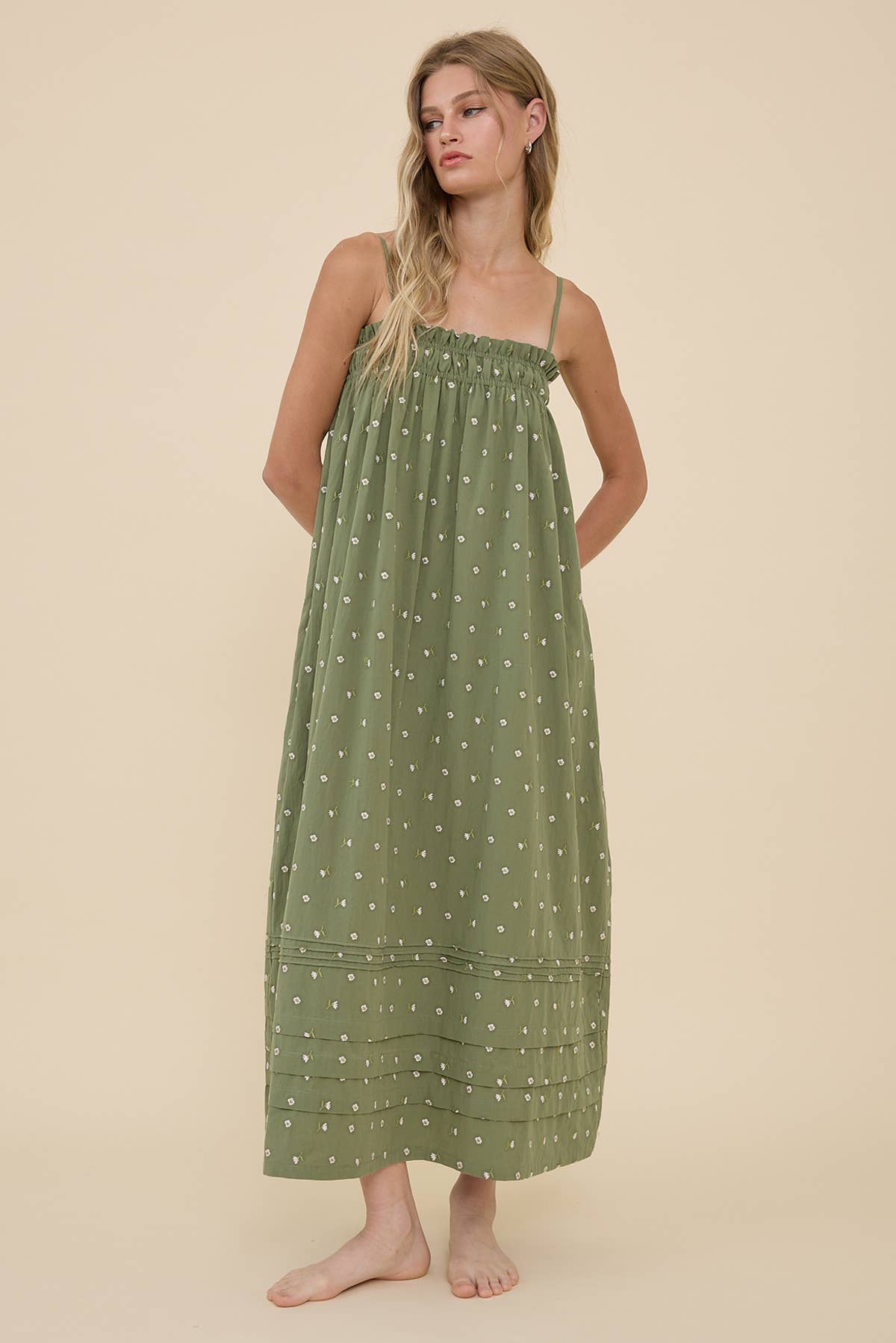 Floral Smocked Strap Midi Dress