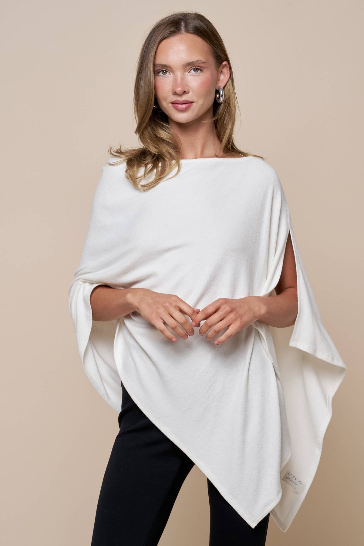 Asymmetrical Boat Neck Poncho Top