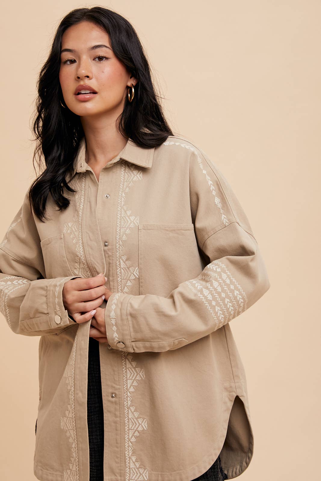 Flora Embroidered Utility Shacket
