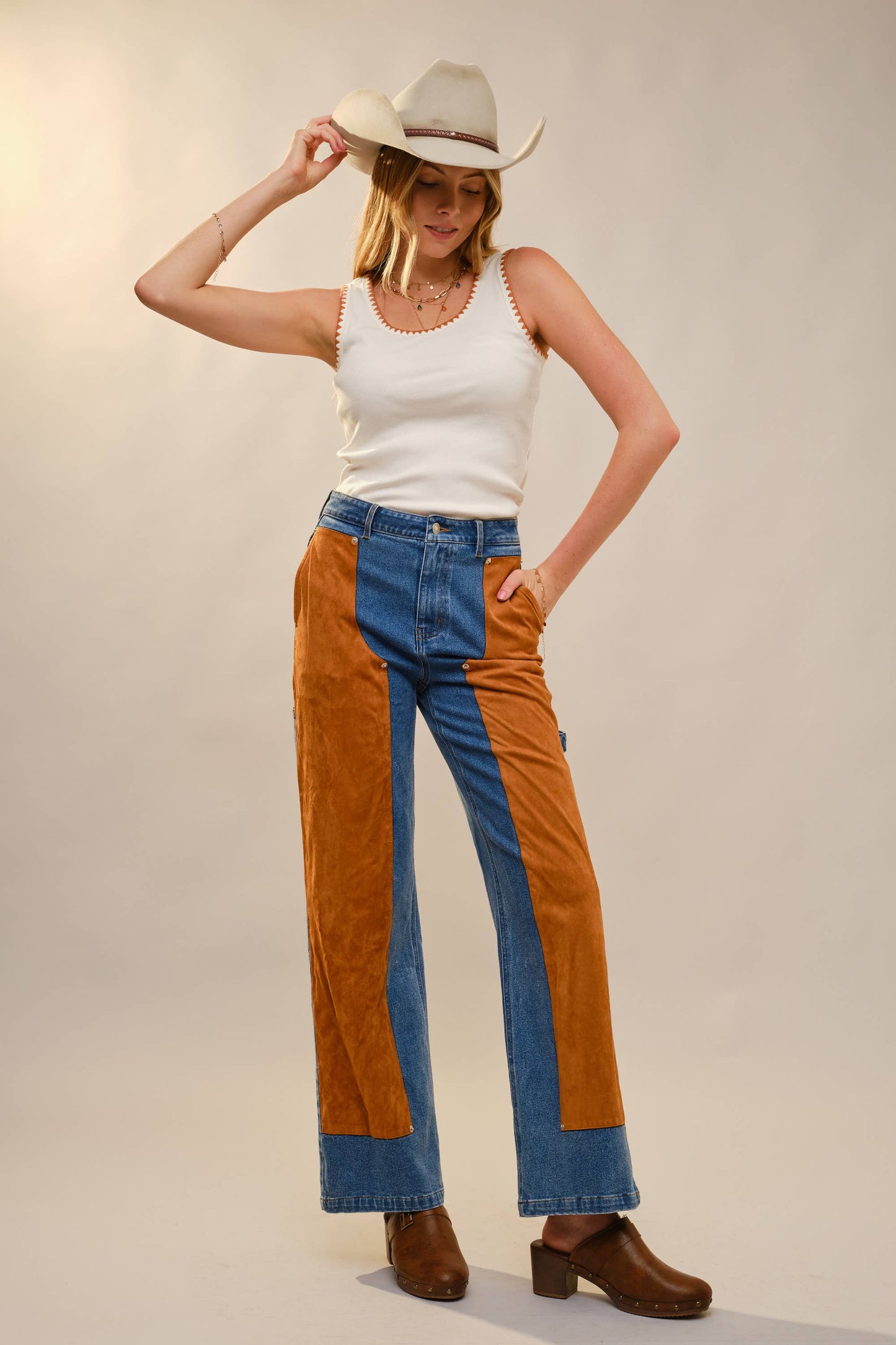 Embroidery Stitched Rib Tank