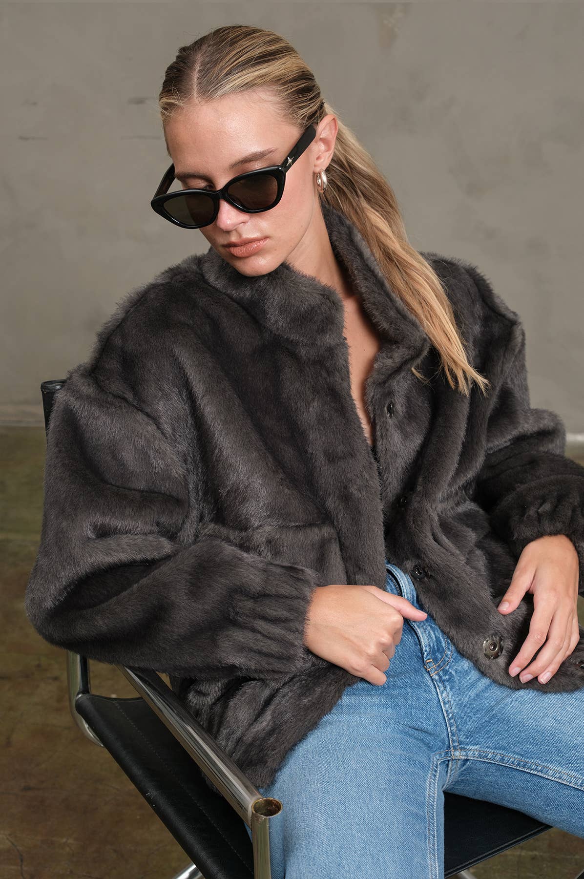 Faux Mink Bomber Jacket