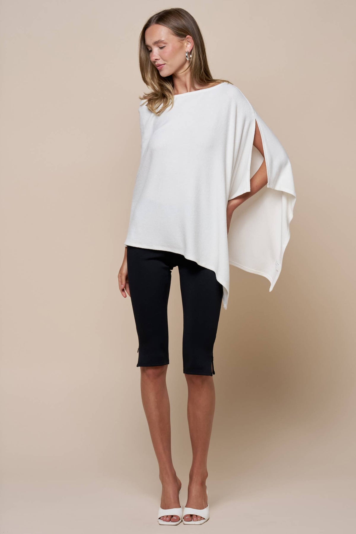 Asymmetrical Boat Neck Poncho Top