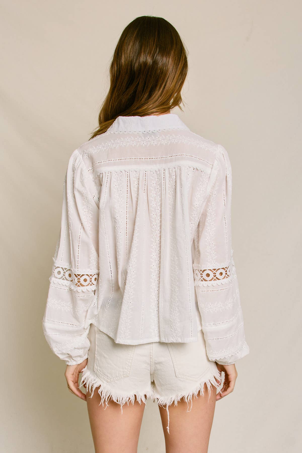 Sunbeam Eyelet Lace-Up Blouse
