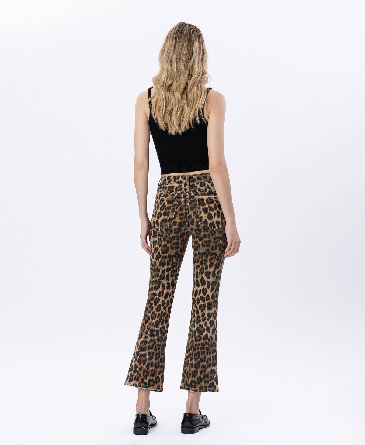 Leopard Print Kick Flare Jeans