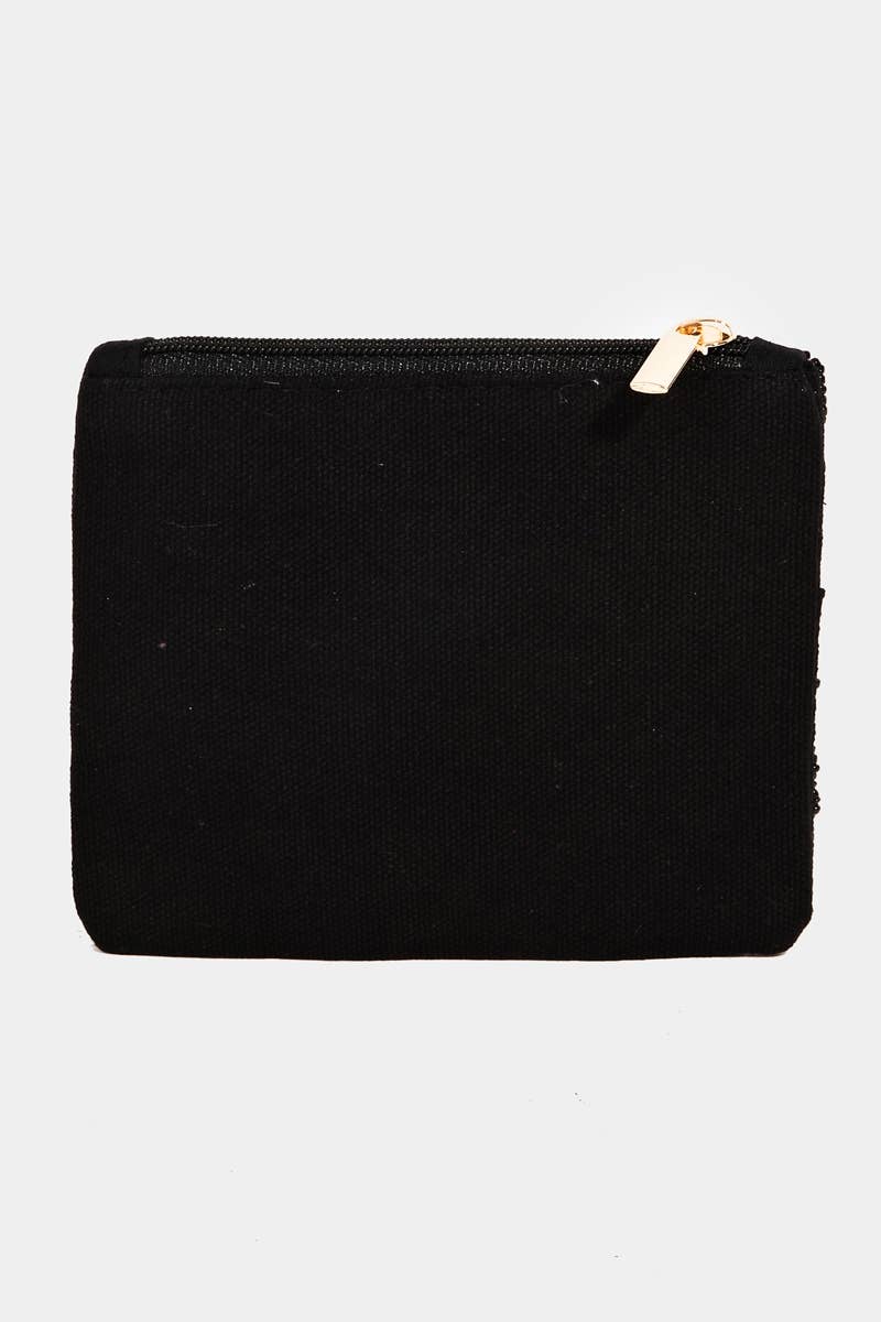 Cash Print Beaded Coin Purse