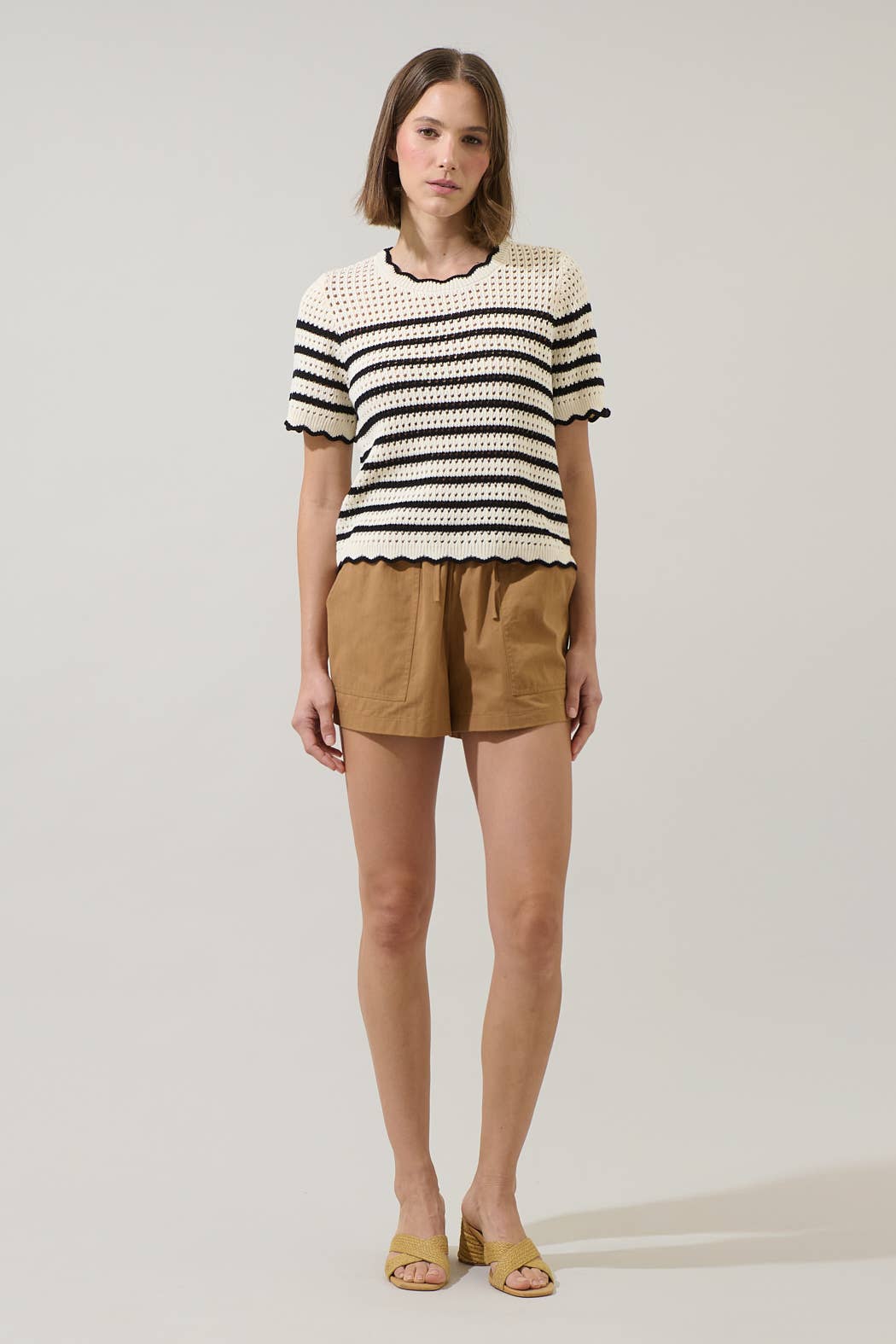 Tarcy Striped Scallop Sweater Top