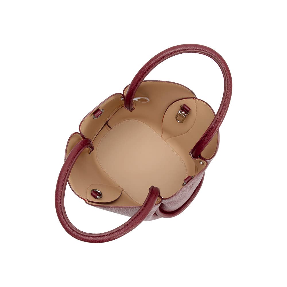 Tulip Burgundy Vegan Leather Top Handle Bag