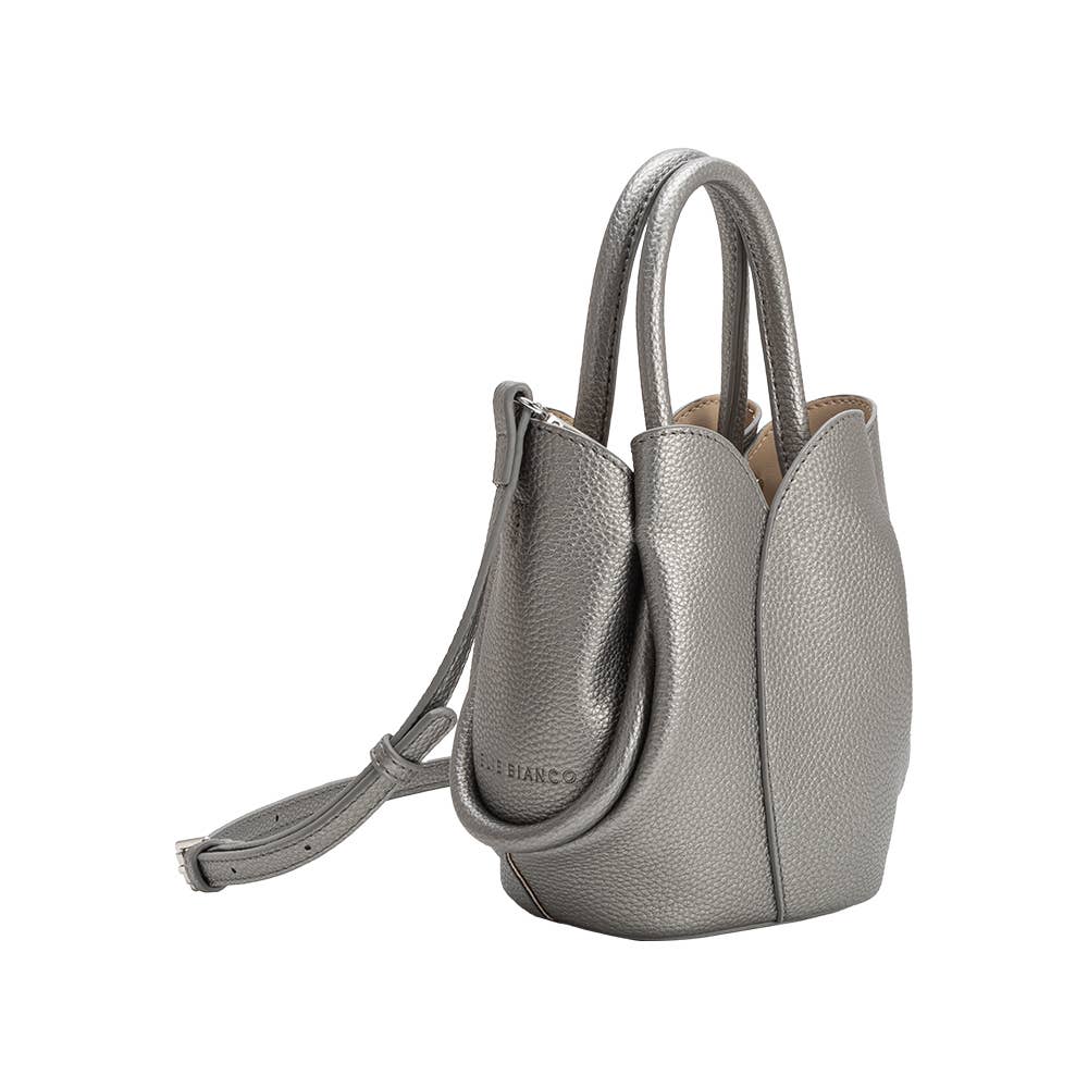 Tulip Mini  Pewter Top Handle Bag