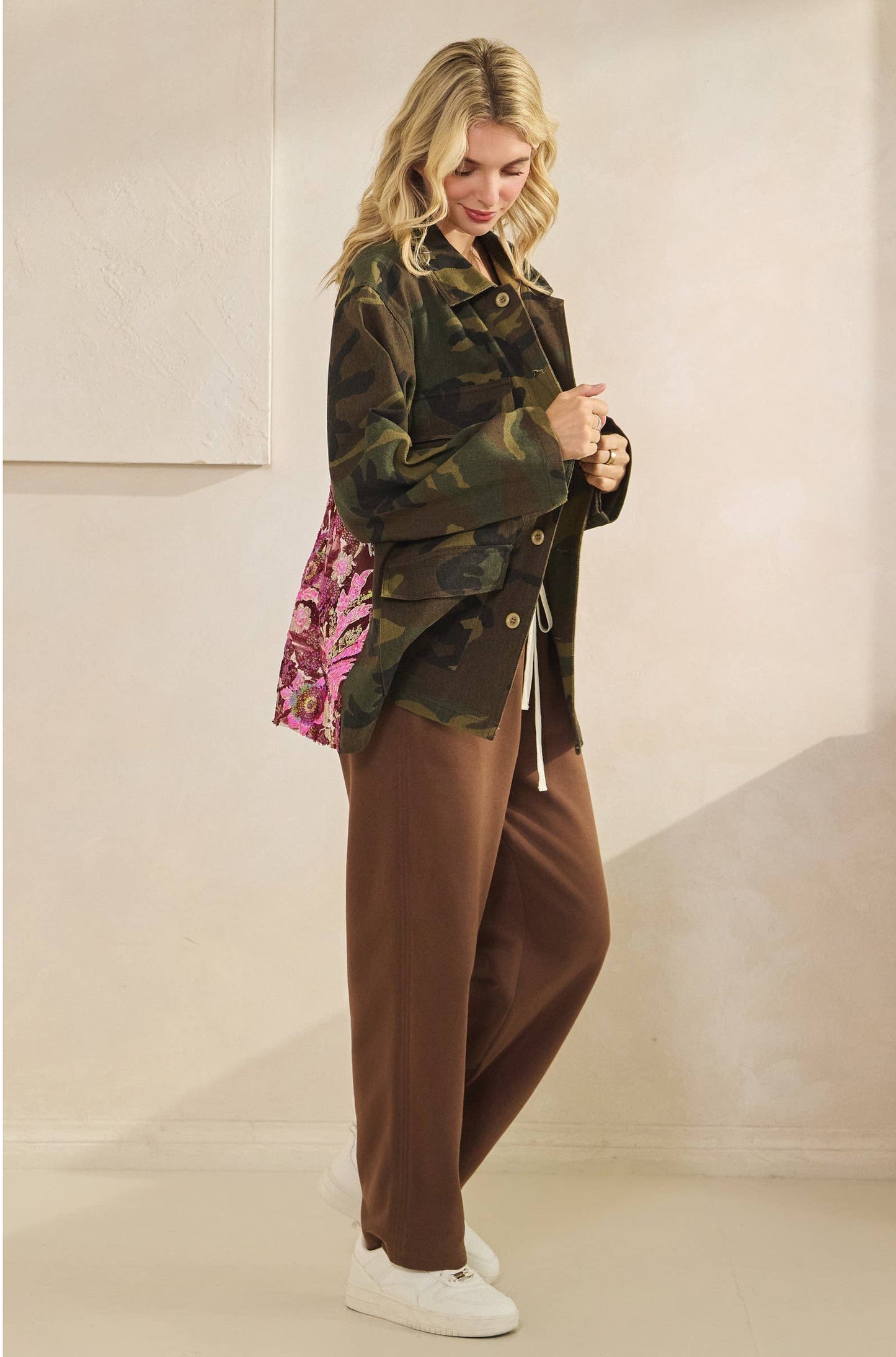 Camo Jacket with Mesh Sequins
