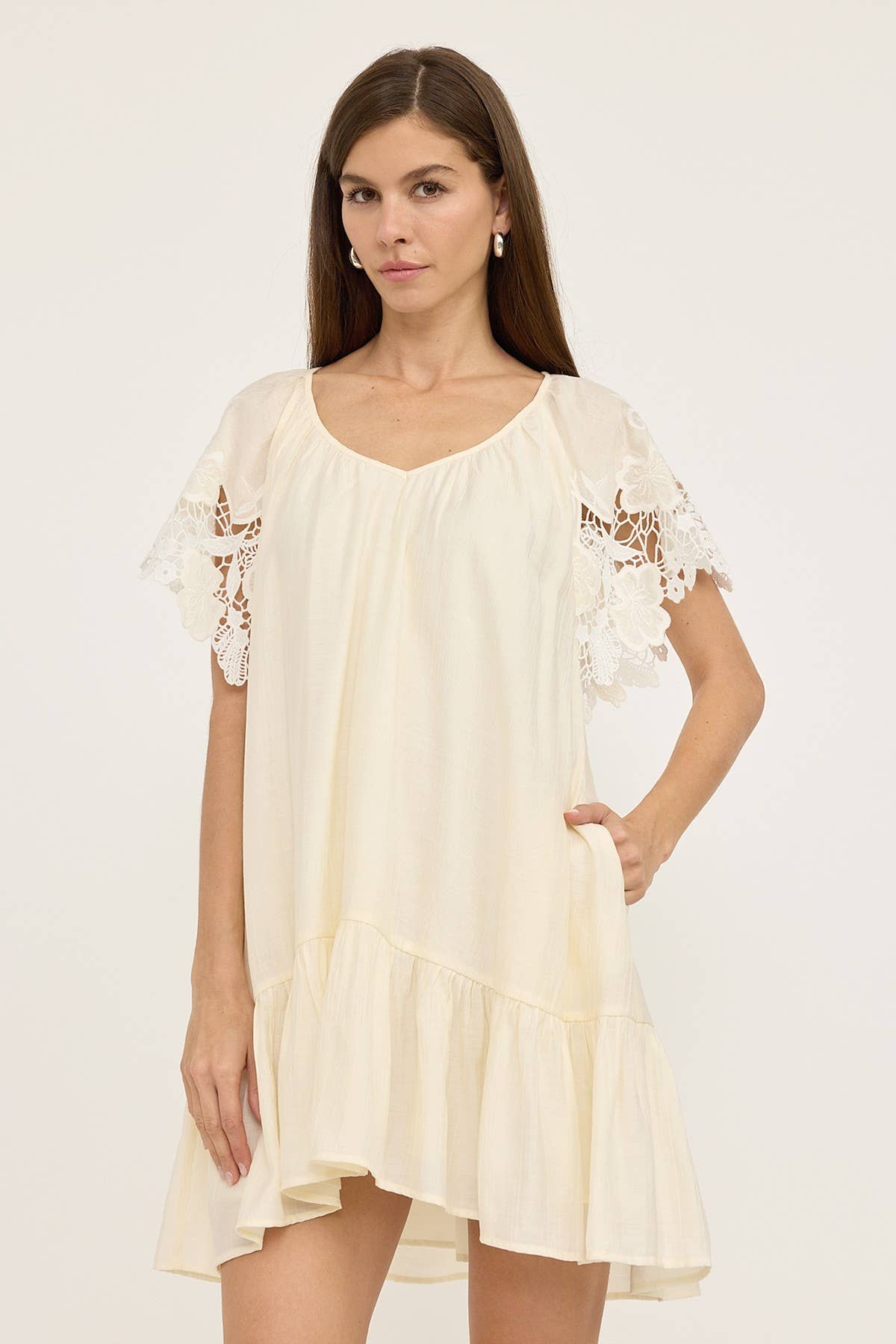 Crochet Lace Sleeve Dress