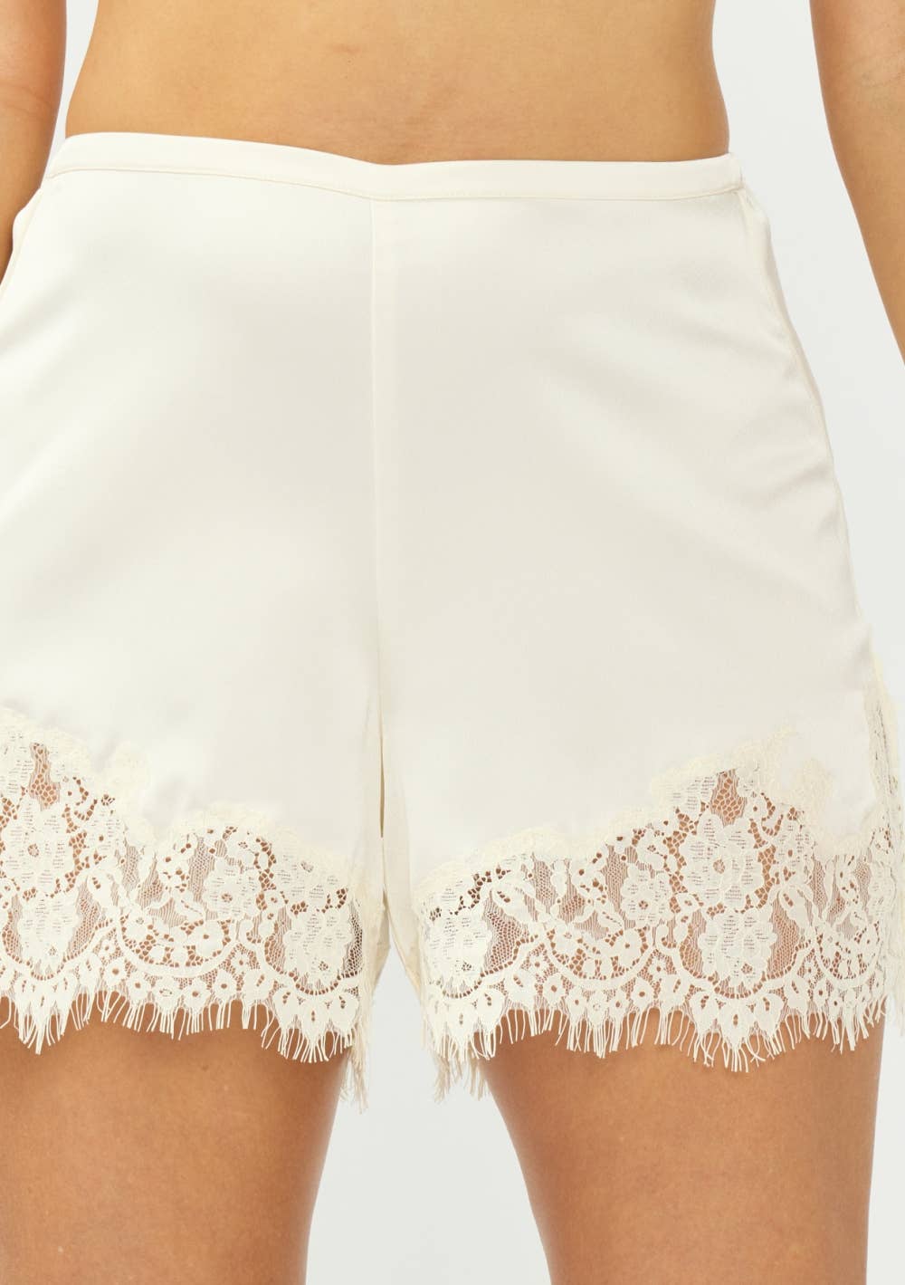 Mika Lace-Trim Satin Shorts