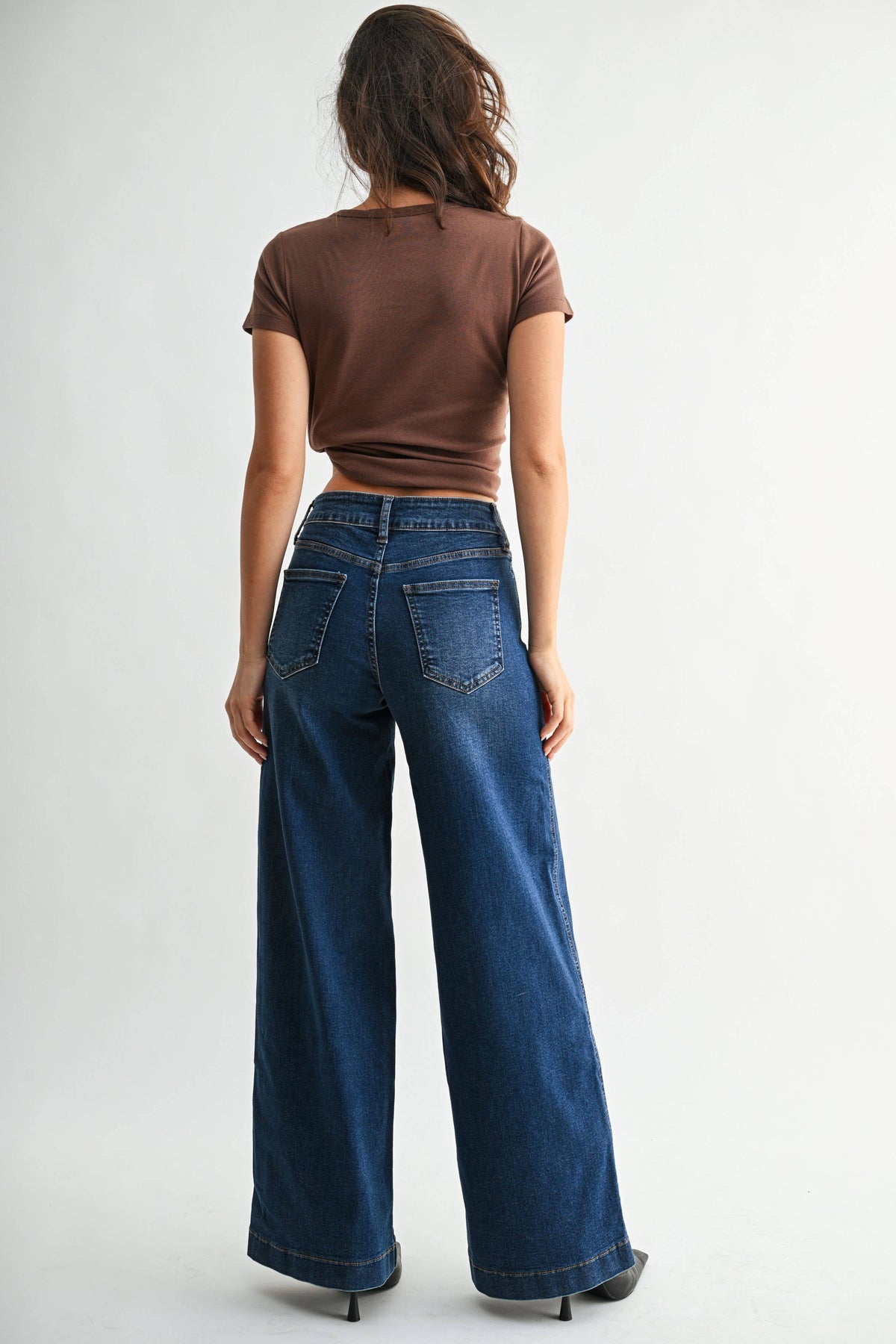 Ines High Rise Full Length Wide Leg- Denim