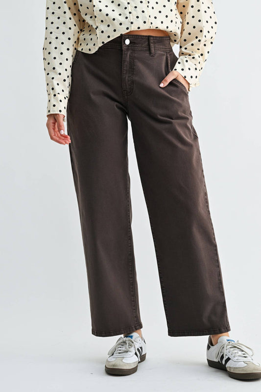 Ankle Twill Barrel Pant - Brown
