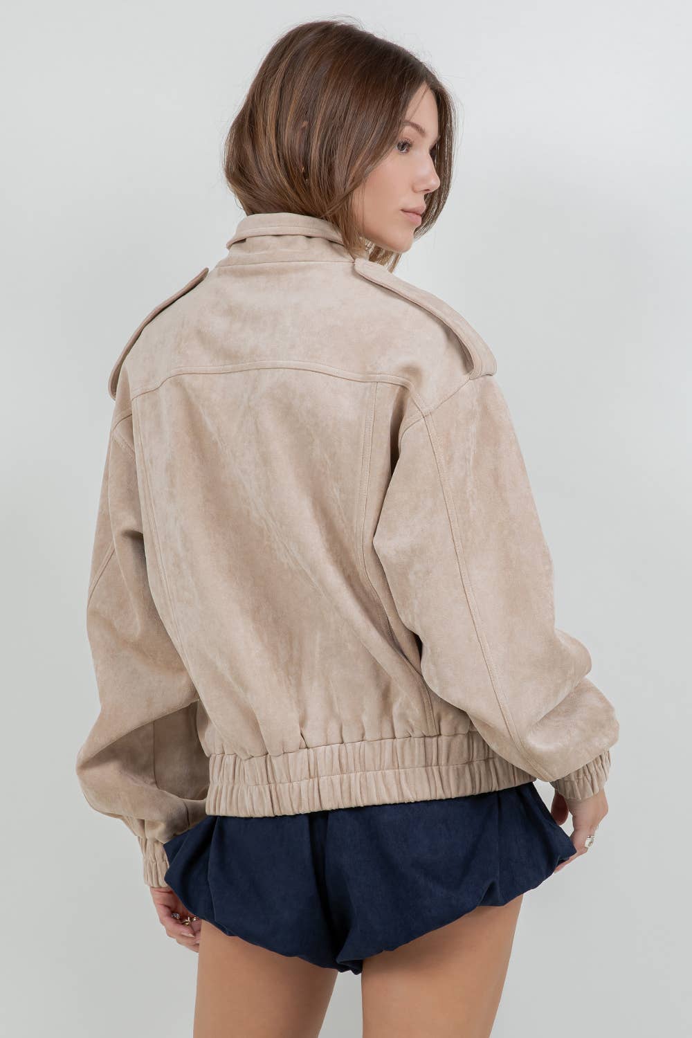 It Girl Suede Bomber