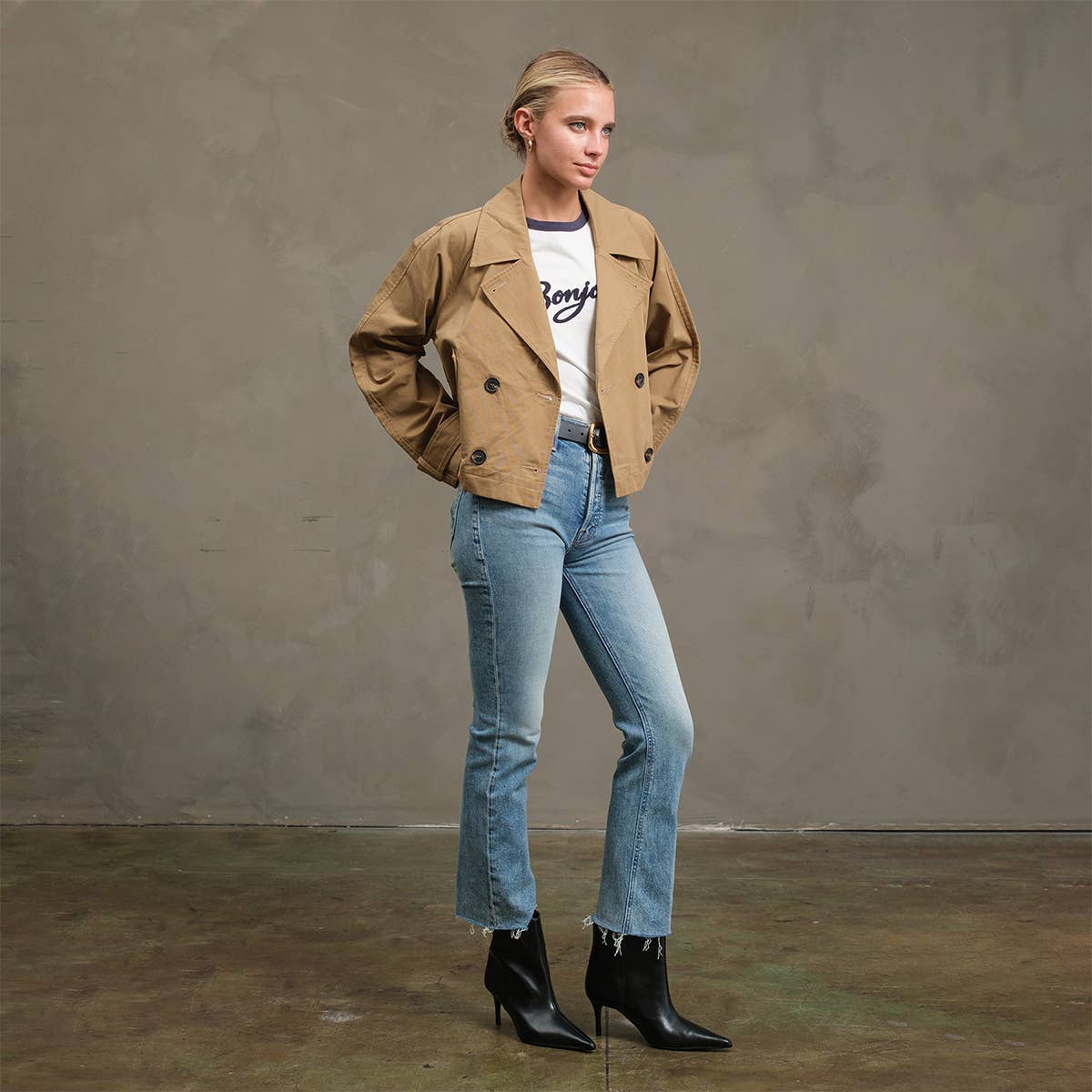 Short Double-Breasted Trench Jacket