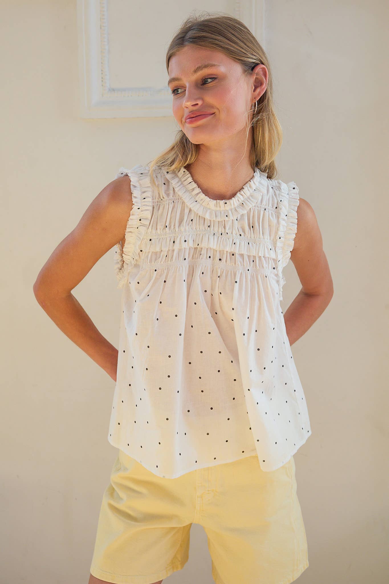 Polk Dot Smocked Top
