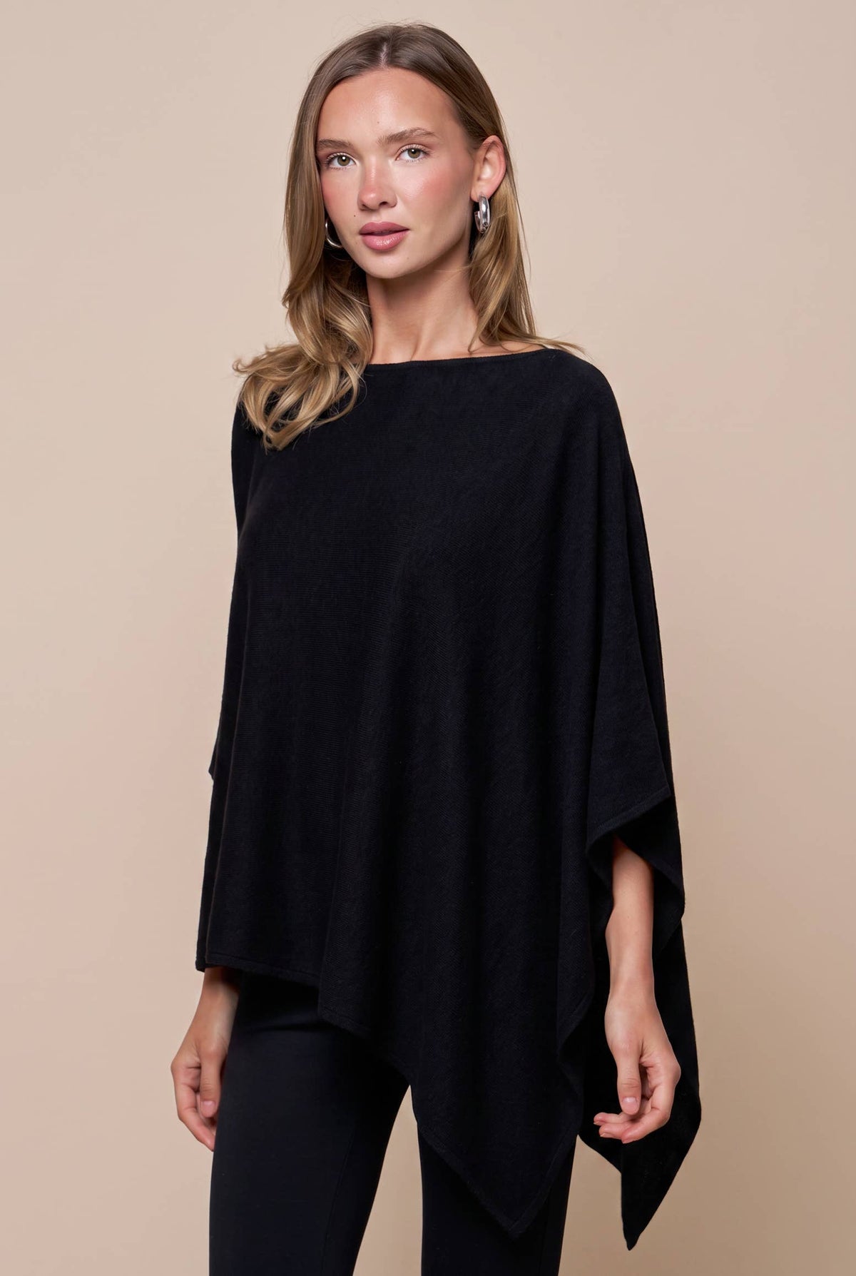 Asymmetrical Boat Neck Poncho Top