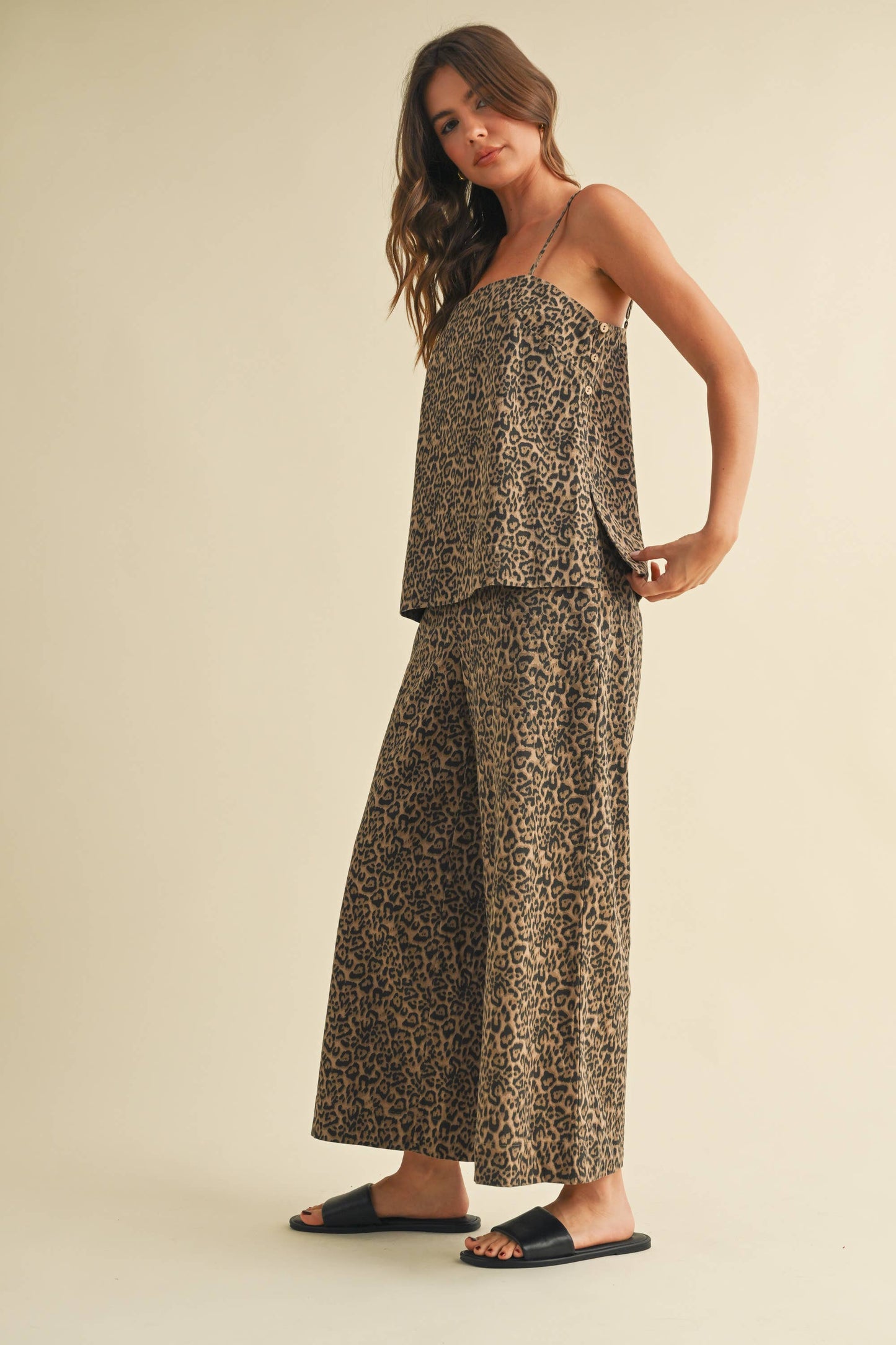 Leopard Cami & Wide Ankle Pant Set