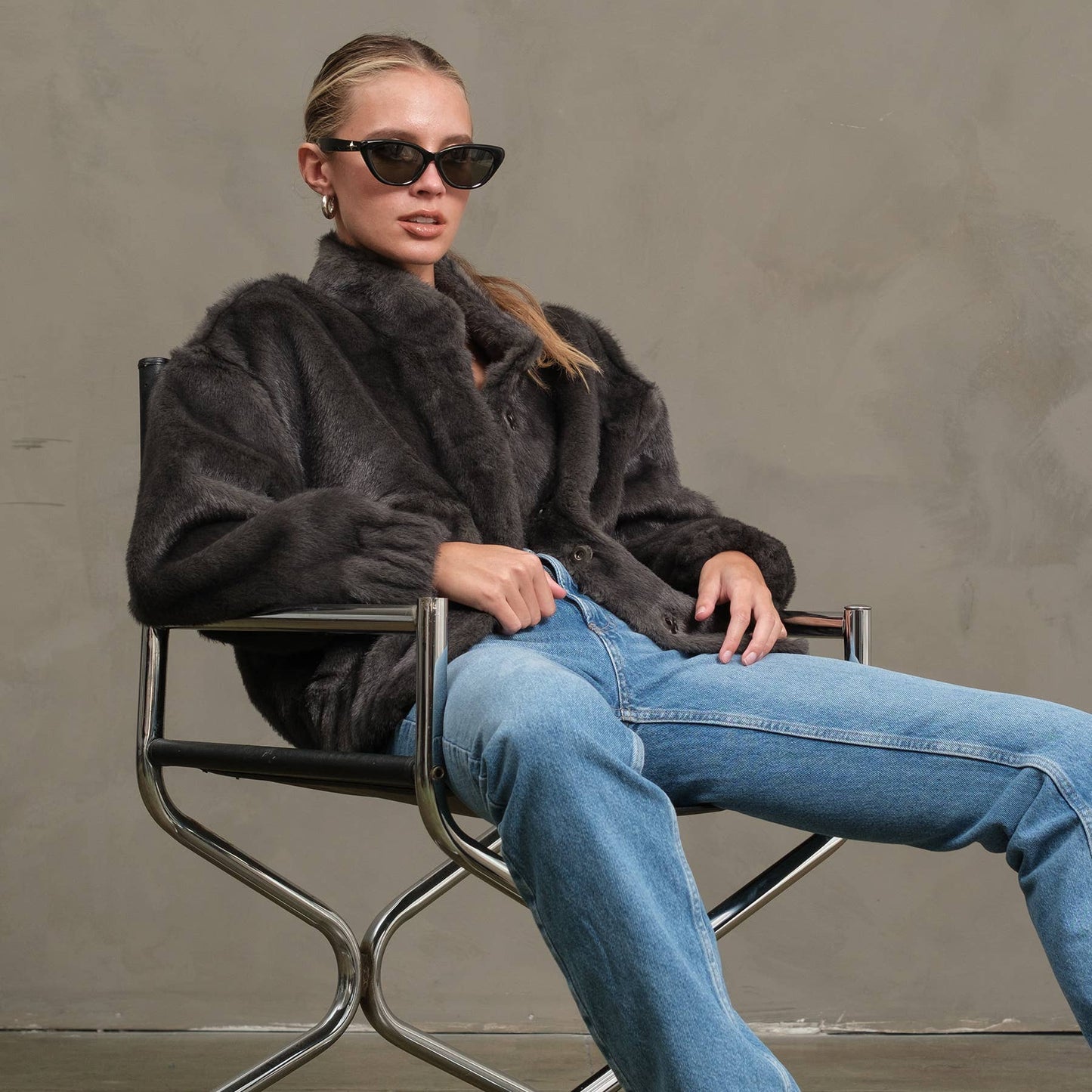 Faux Mink Bomber Jacket