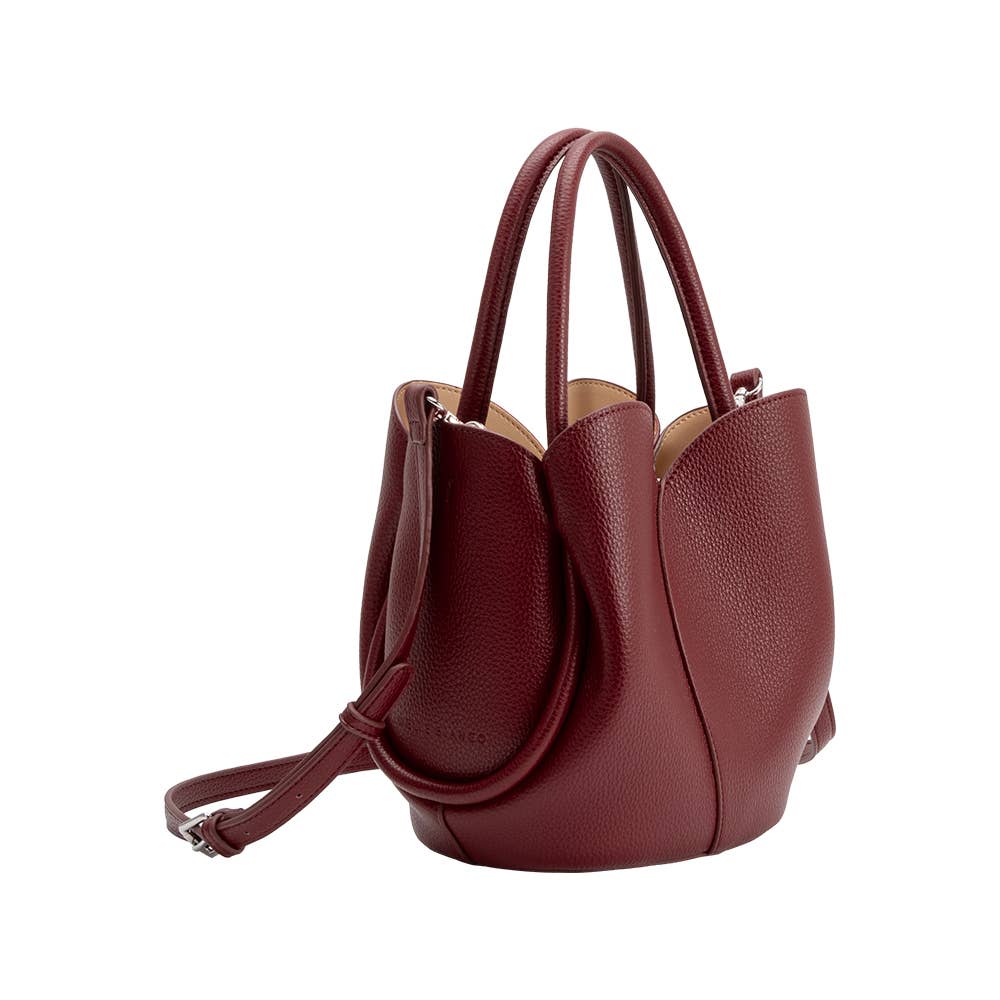 Tulip Burgundy Vegan Leather Top Handle Bag