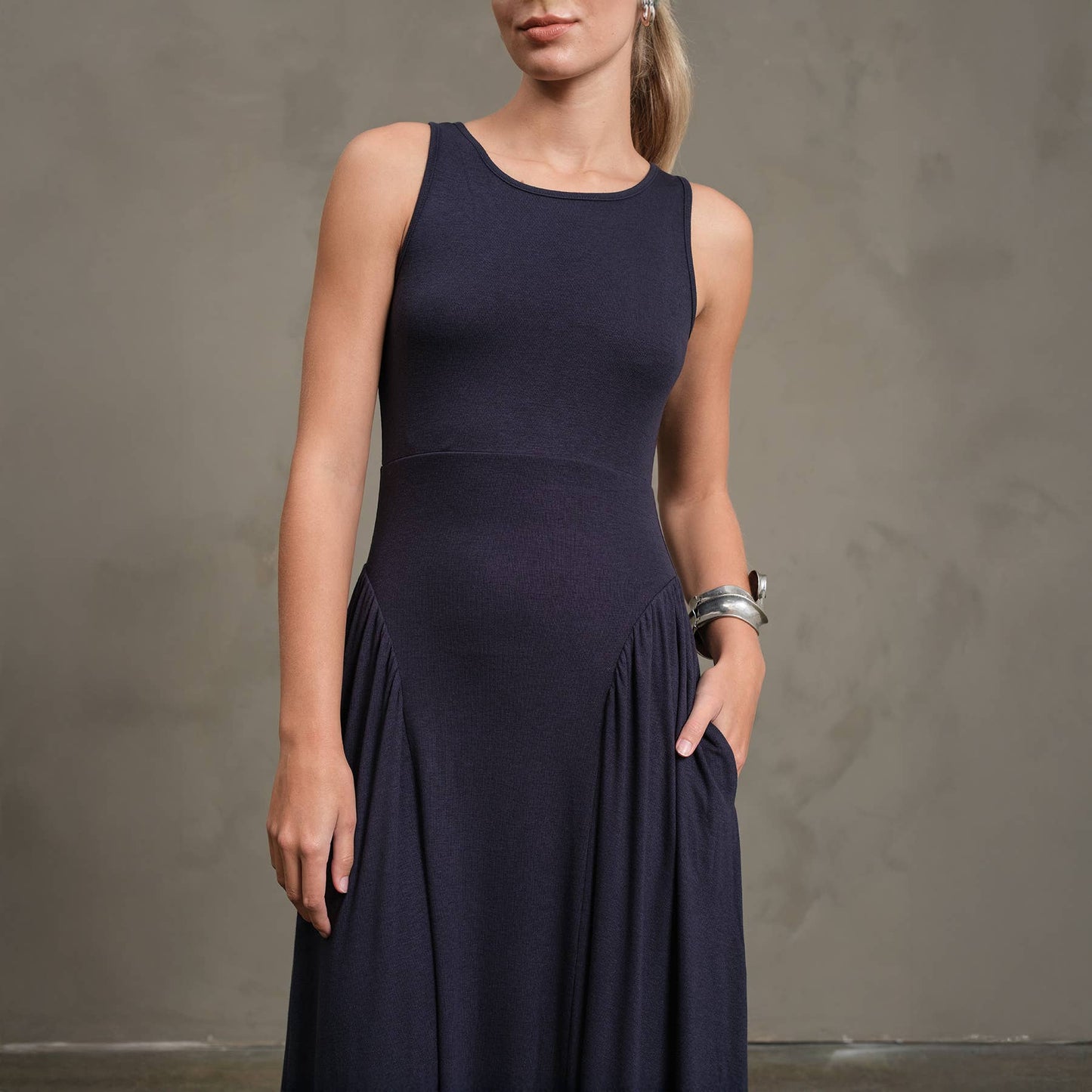 Soft Drape Jersey Midi Dress