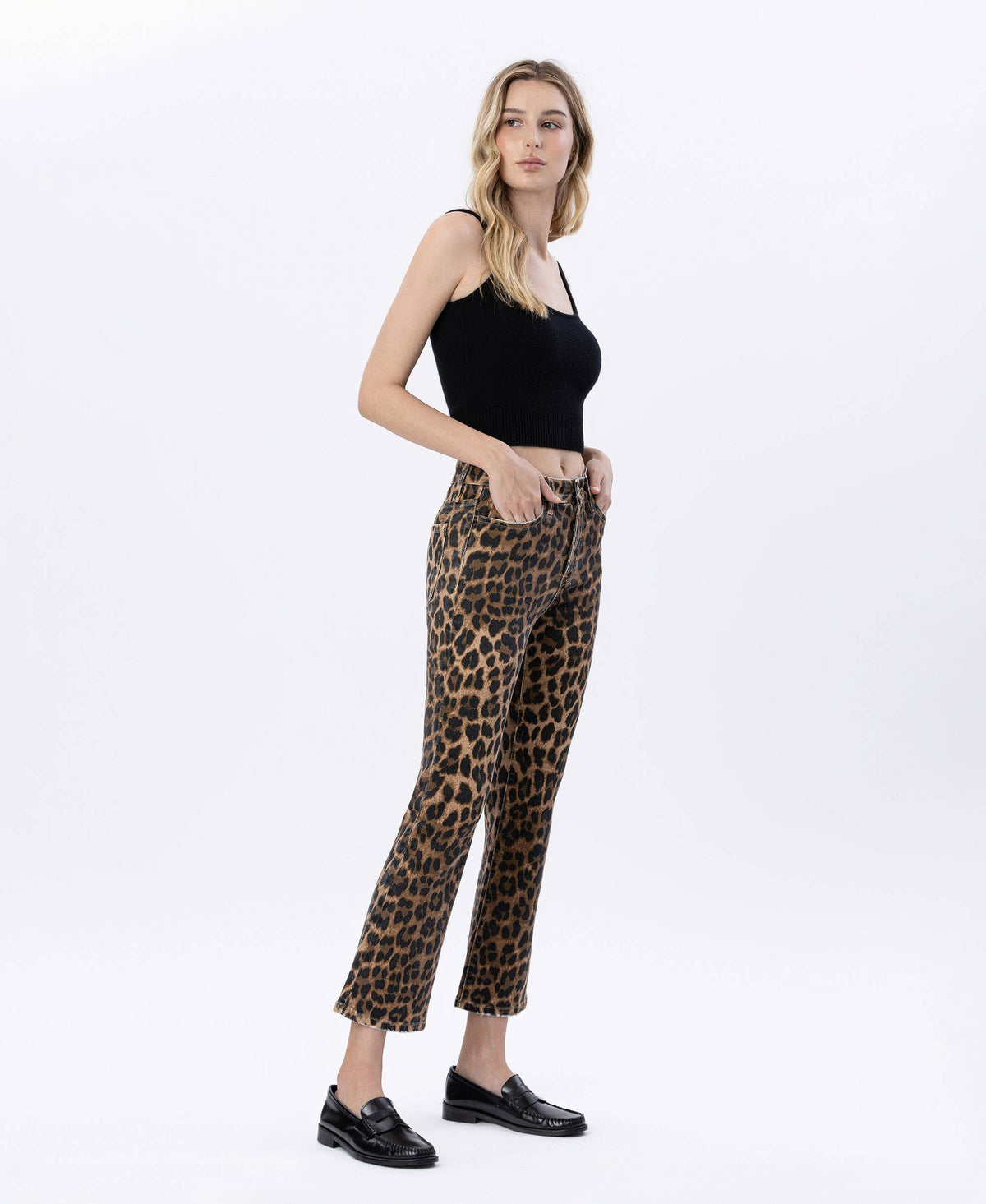 Leopard Print Kick Flare Jeans