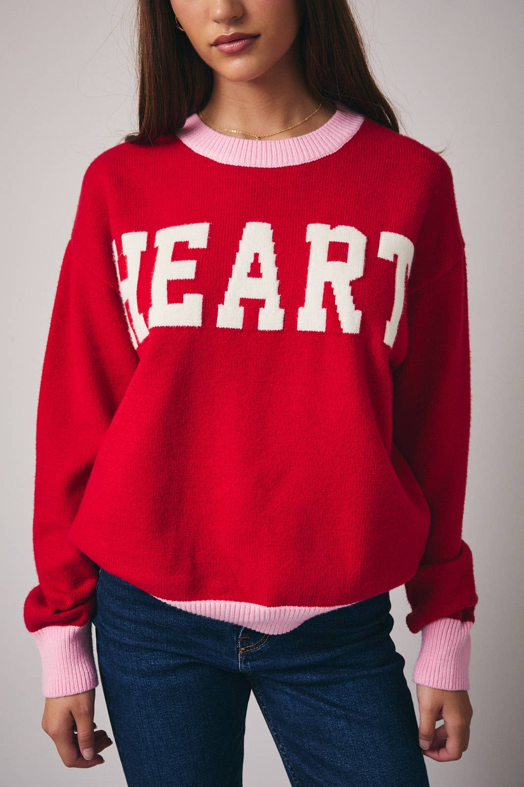 Crew Neck Heart Sweater