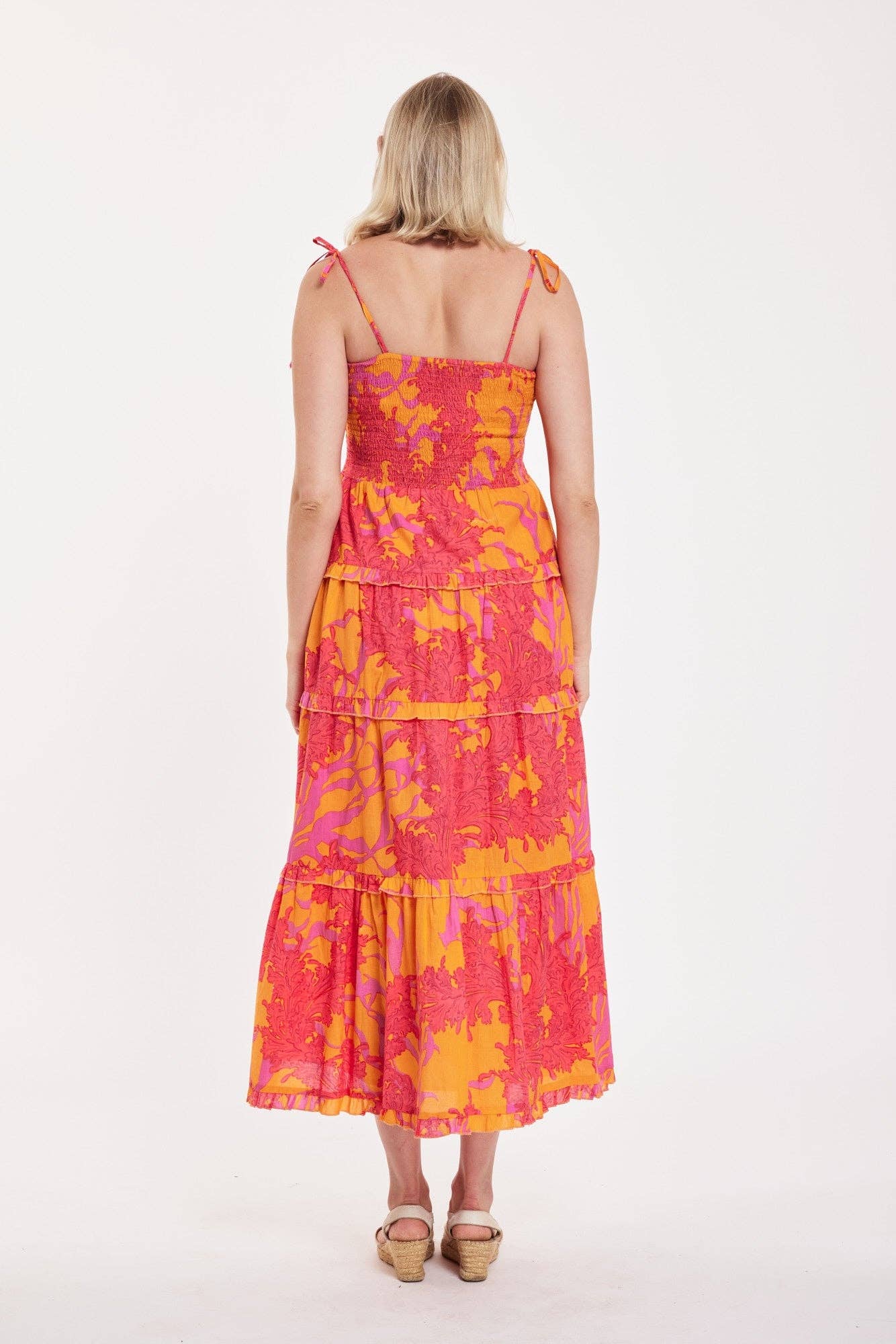 Dianora Maxi- Coral Orange Fuchsia