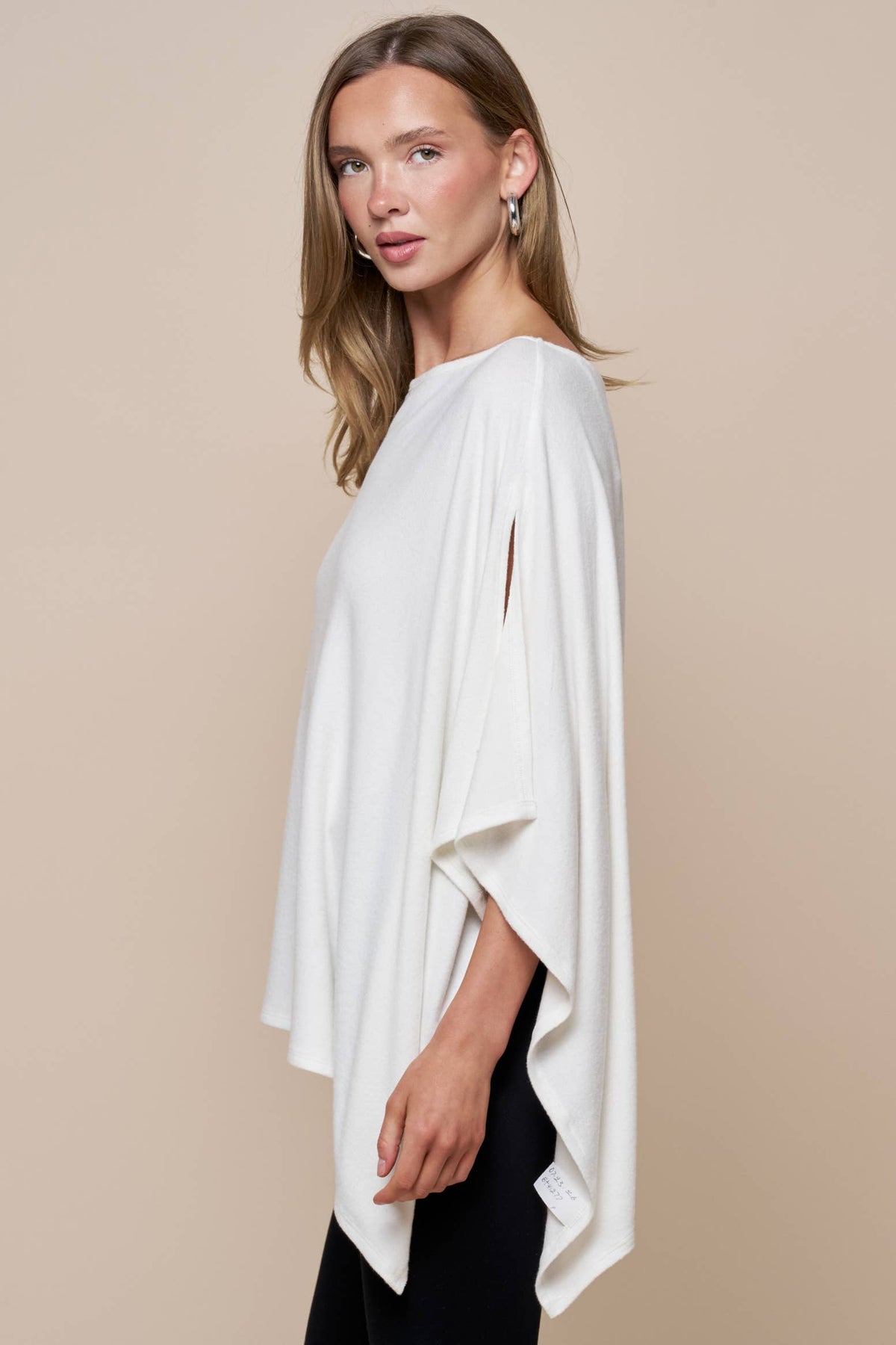 Asymmetrical Boat Neck Poncho Top