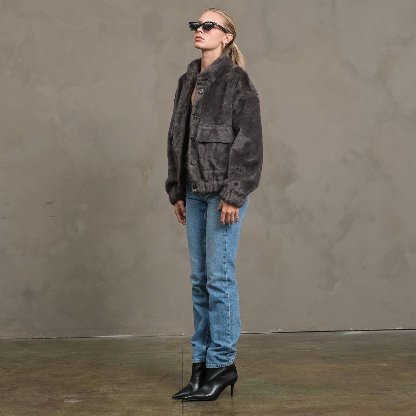 Faux Mink Bomber Jacket