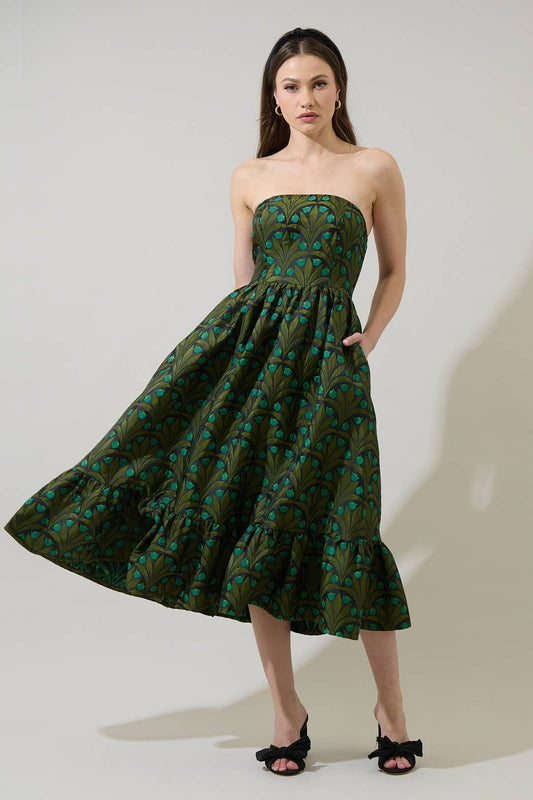 Aurra Strapless Midi Dress