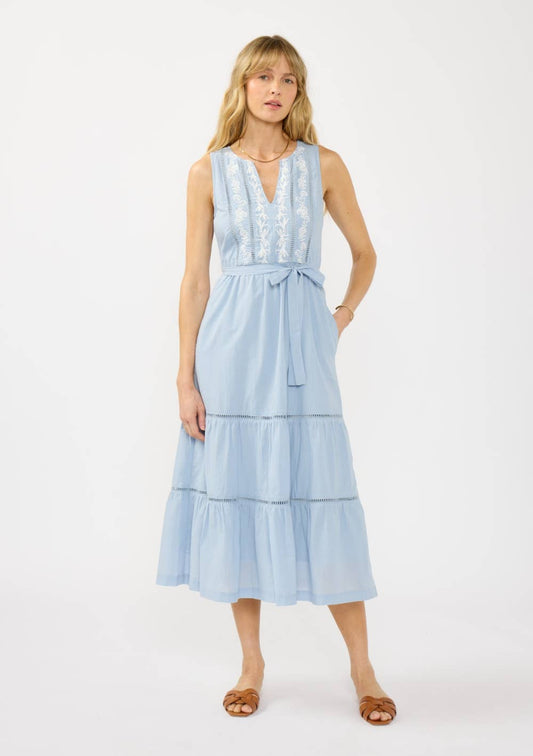 Embroidered Tiered Midi Dress