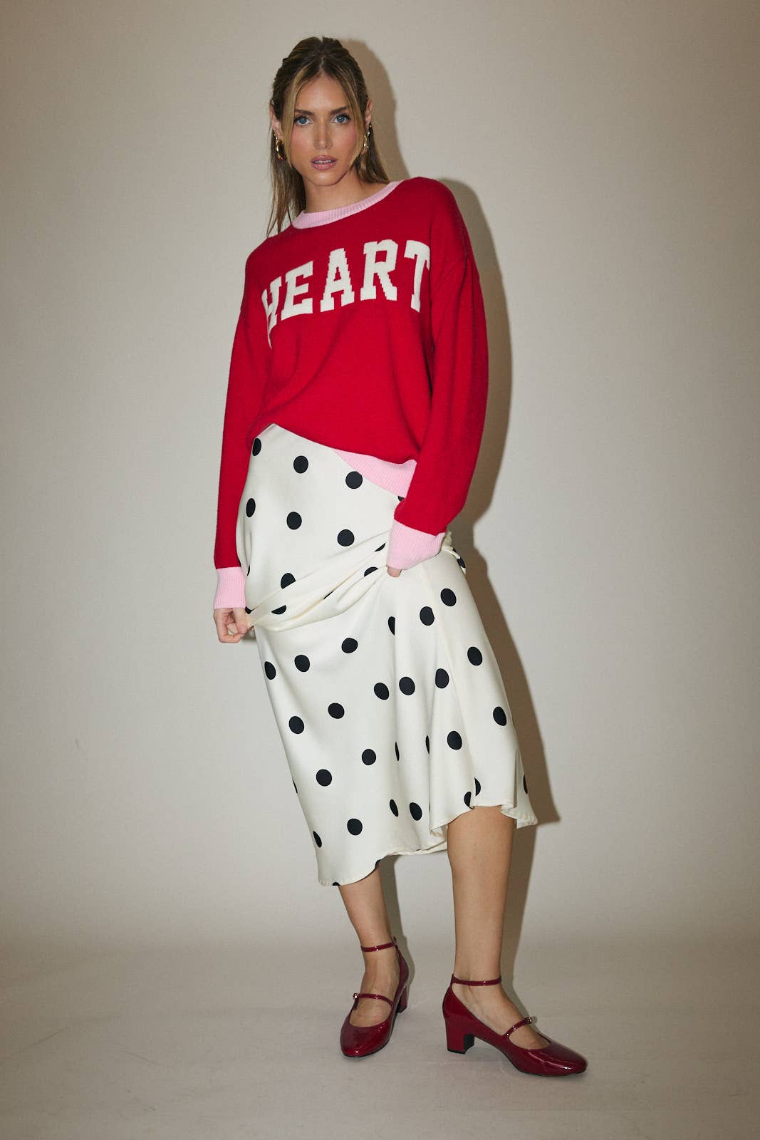 Crew Neck Heart Sweater